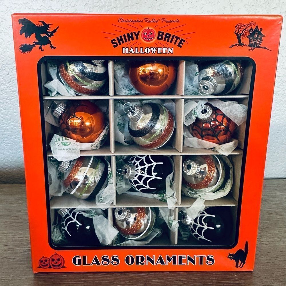 Christopher Radko Shiny Brite Halloween Vintage Ornaments 12-ct